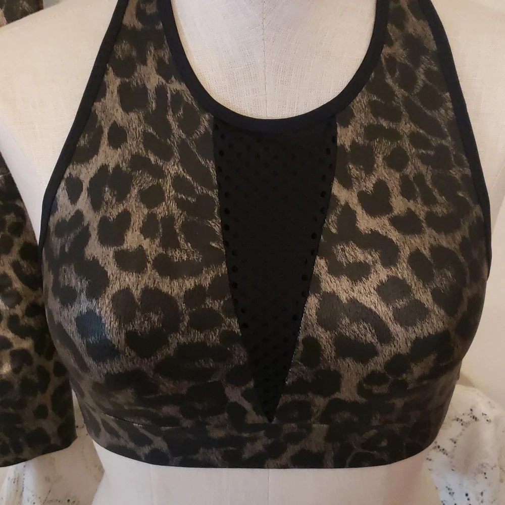 ASOS 2 Piece Set LEOPARD HIGH WAIST LEGGING AND TOP WITH MESH FRONT - Picture 6 of 11